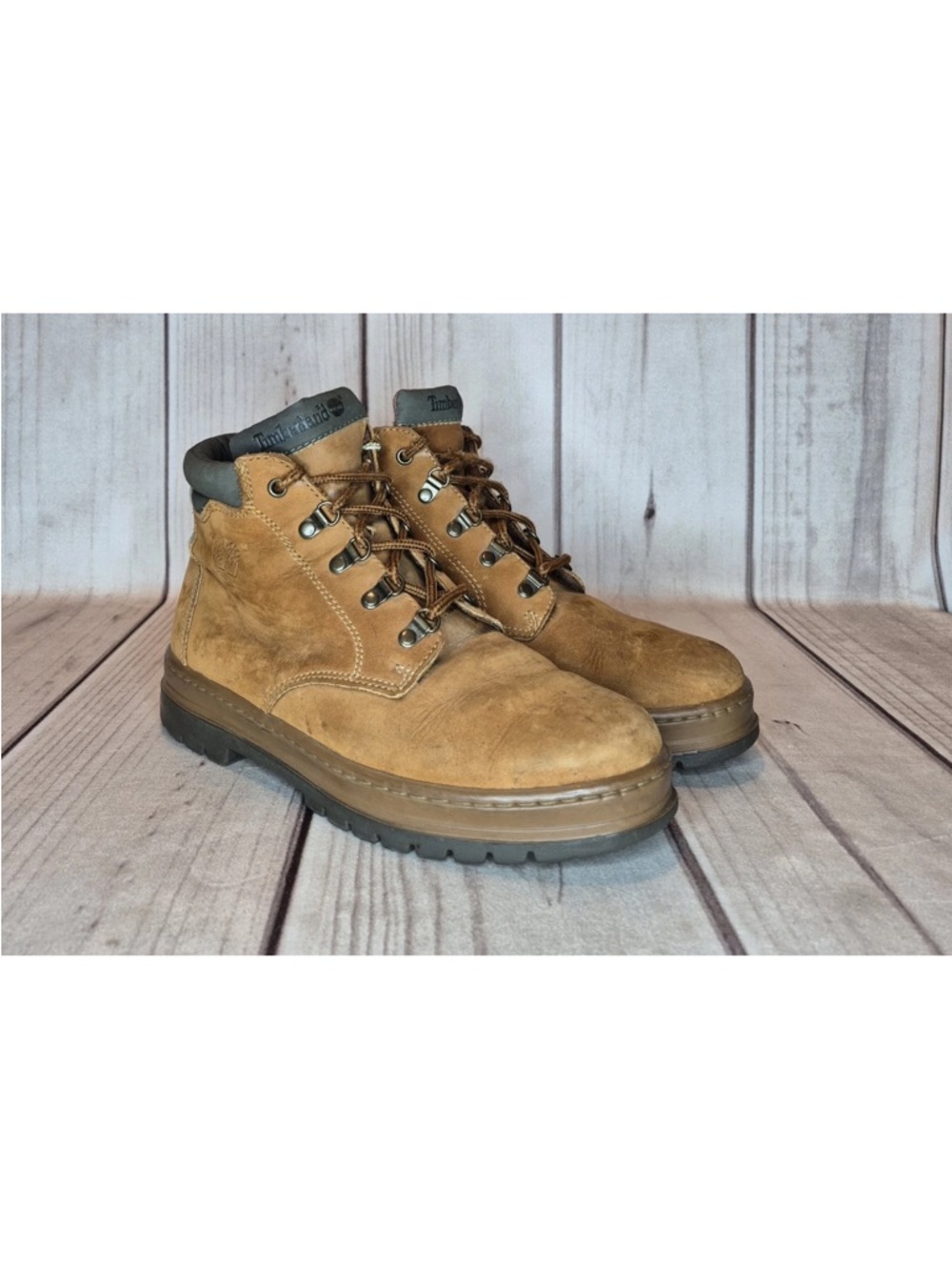 Timberland Hiking Leather Boots Women's Size 10M Tan Chestnut Brown Vintage 90's